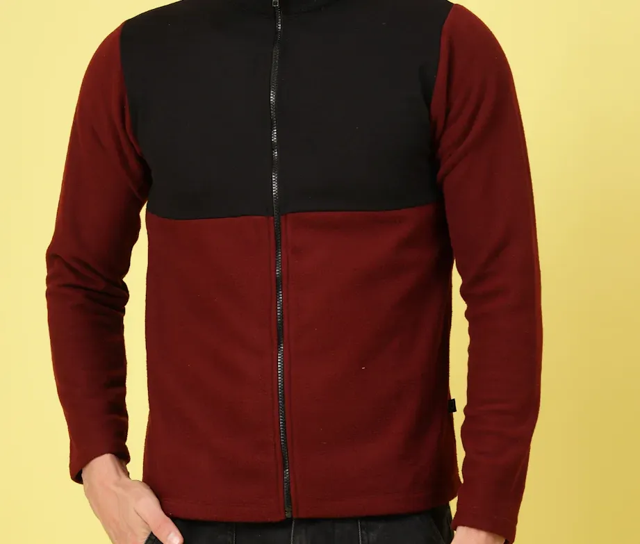 Modern Fit High Neck Dark Maroon Sweatshirt