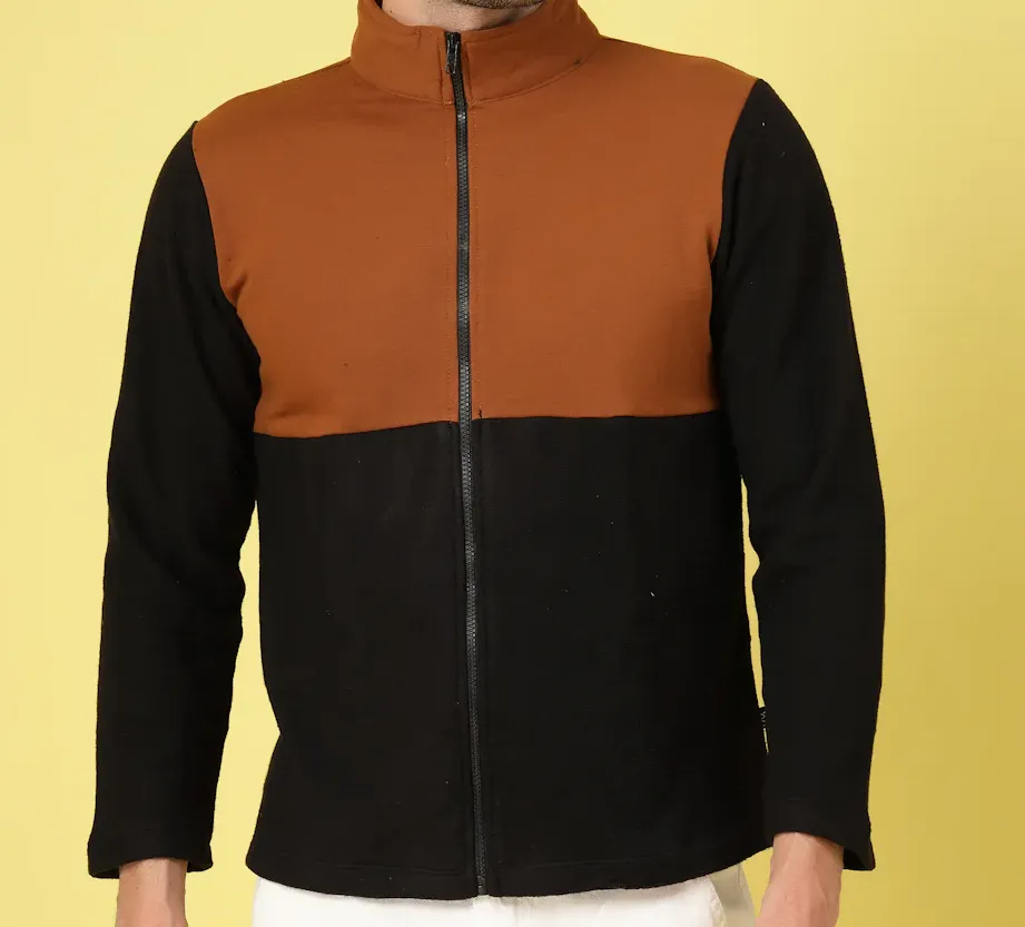 Modern Fit High Neck Jet Black Sweatshirt