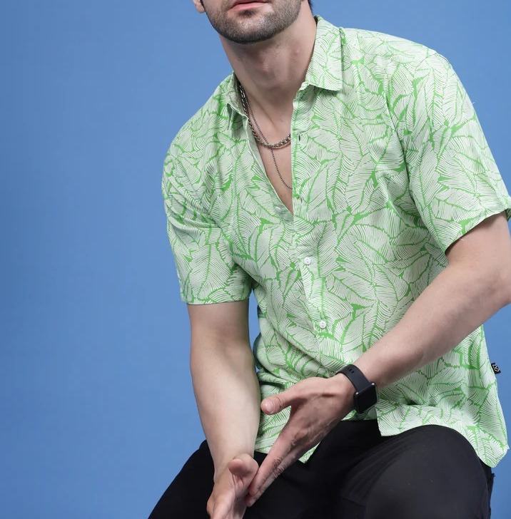 Mystic Leaf Rayon Shirt Green