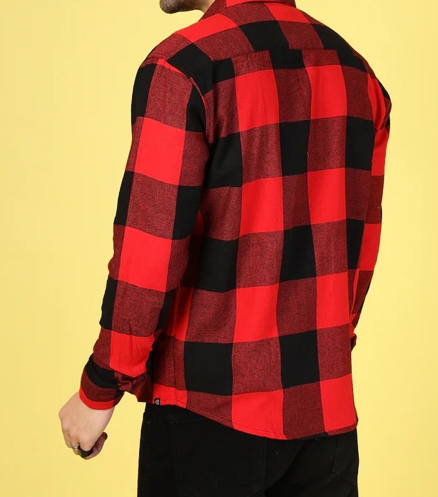 Oversized Checked Flannel Shacket Red