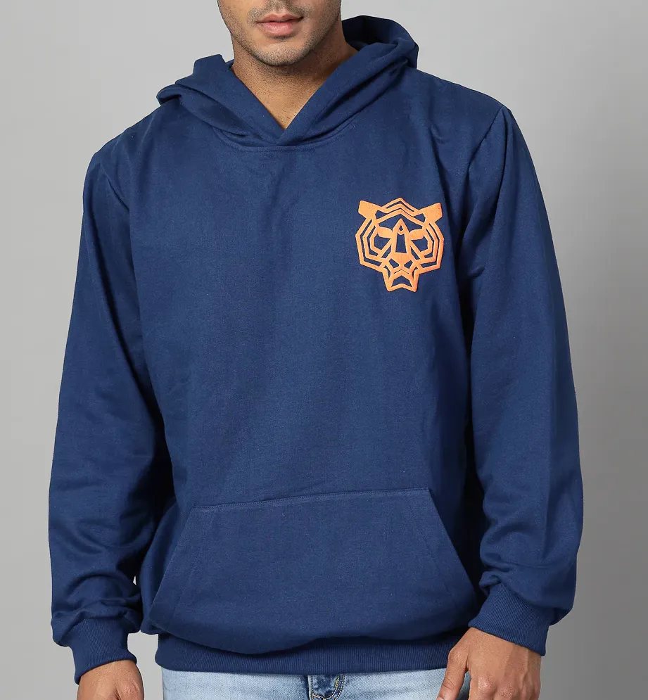 Oversized Fleece Typography Ink blue Sweatshirt