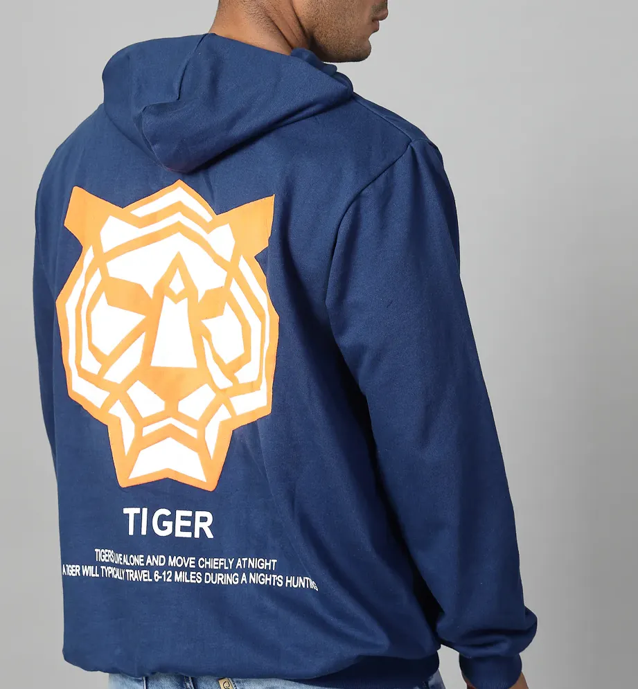 Oversized Fleece Typography Ink blue Sweatshirt
