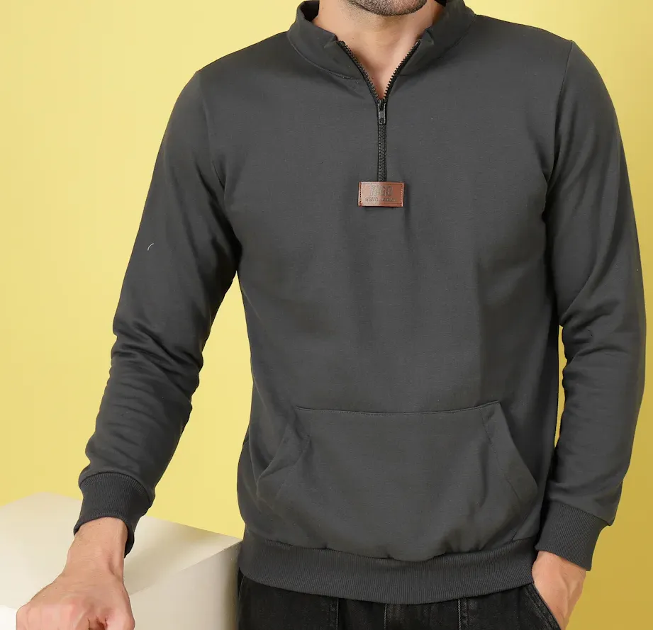 Oversized High Neck Dark Grey Sweatshirt