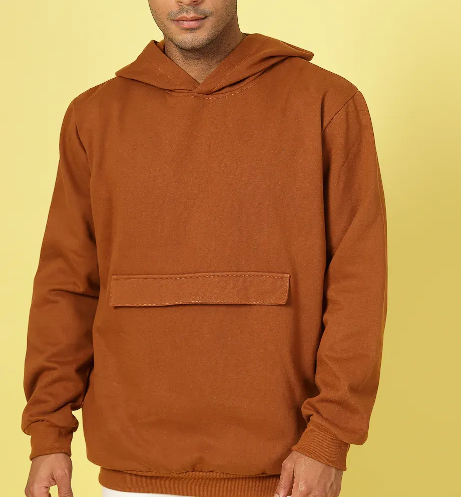 Oversized Hoodie with Bold Print Light Brown Sweatshirt