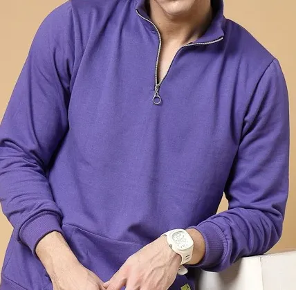 Oversized Printed Fleece Purple Sweatshirt