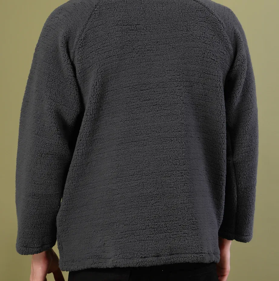 Oversized Sherpa Colorblocked Grey Sweatshirt