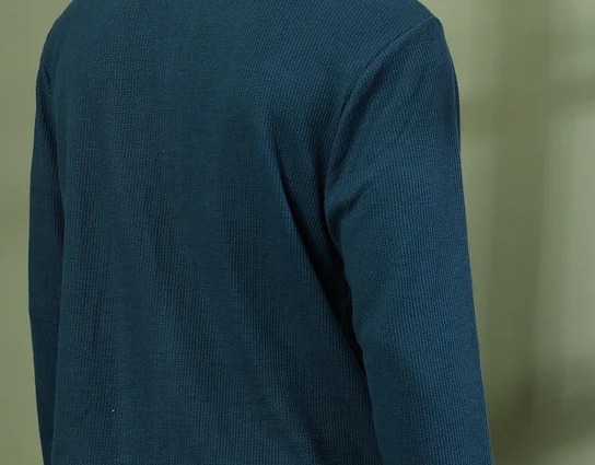 Oversized Waffle Cotton Polo Teal Green T-Shirt