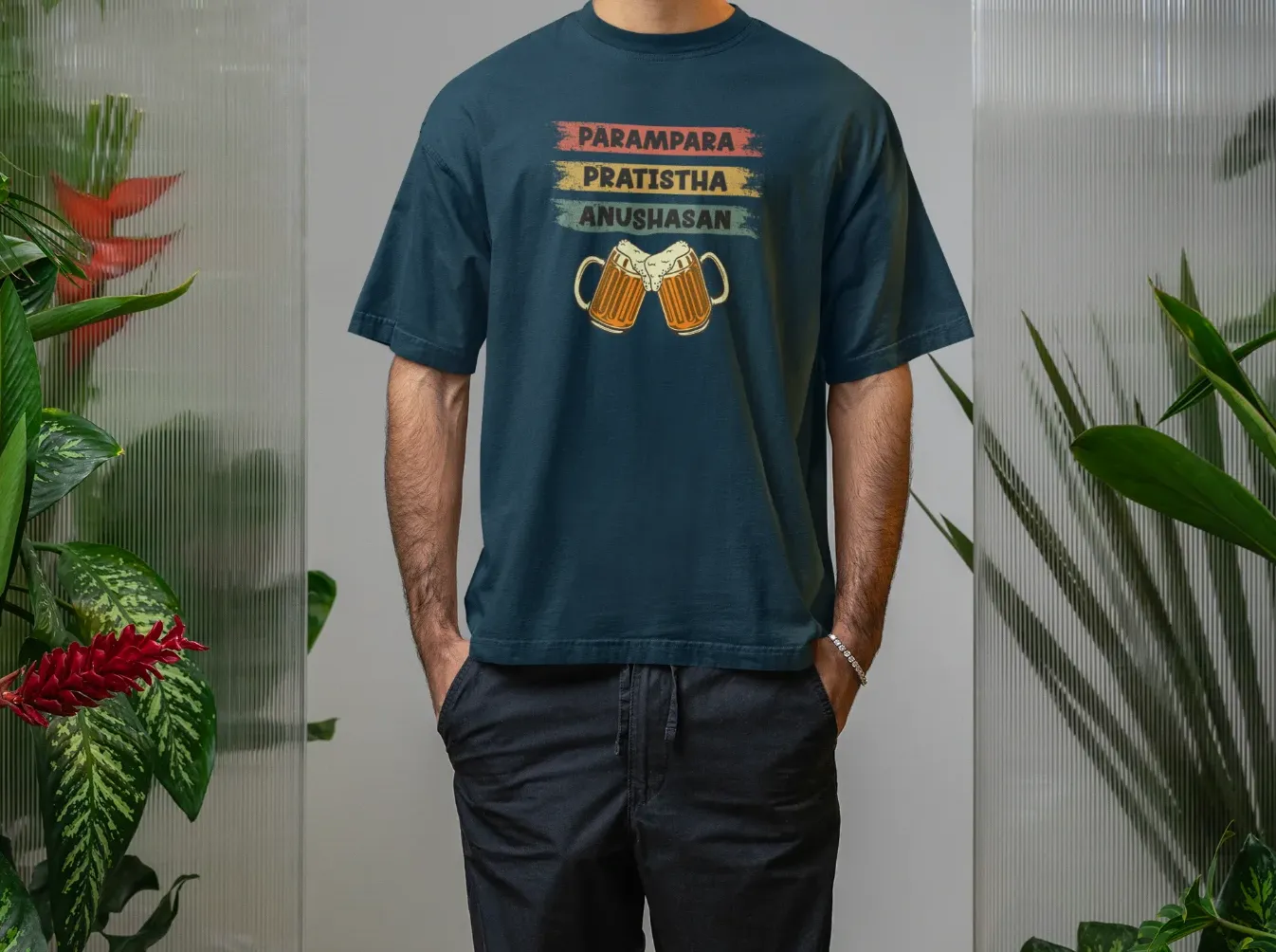 Parampara, Pratistha, Anushasan Oversized T-Shirt