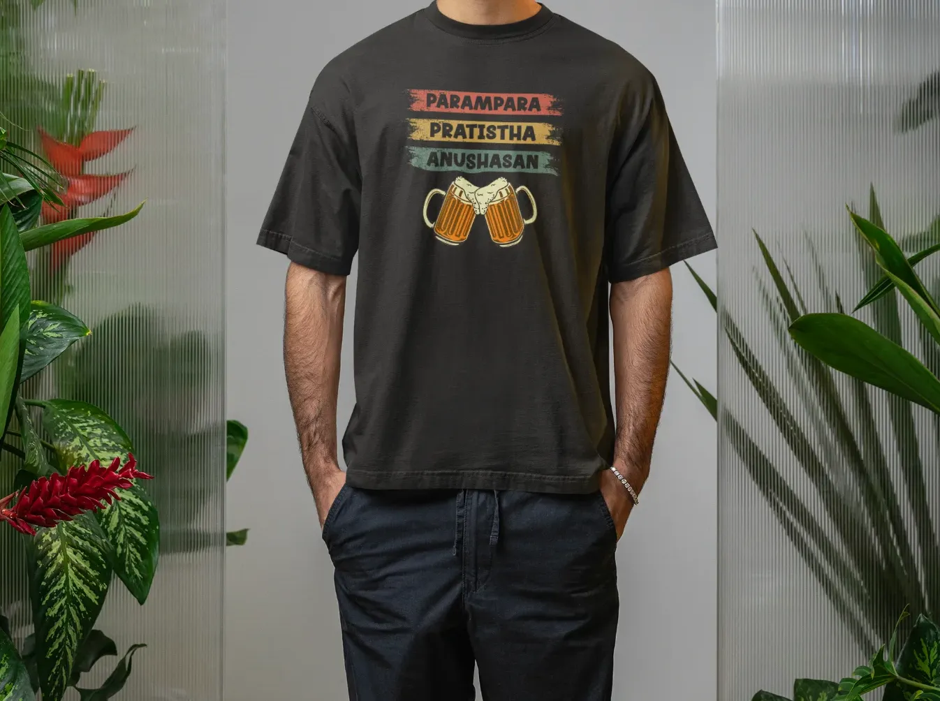 Parampara, Pratistha, Anushasan Oversized T-Shirt