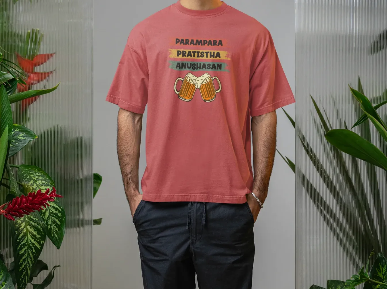 Parampara, Pratistha, Anushasan Oversized T-Shirt