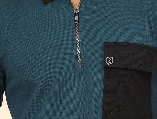 Patch Pocket Oversized Zip Polo Olive Green Tee