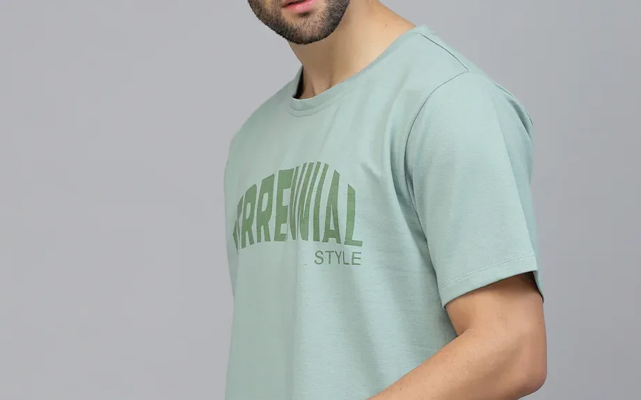 Perrennial Typography Oversized Terry Jade Green T-Shirt