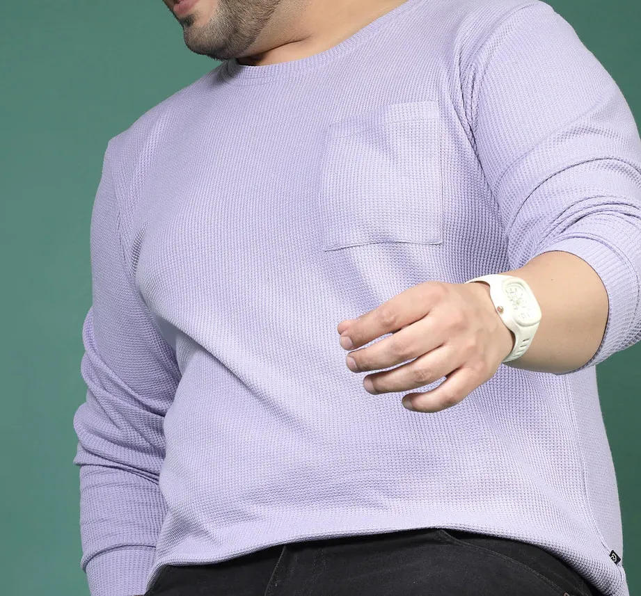 Pocketed Waffle Mauve Tee with Curved Hem