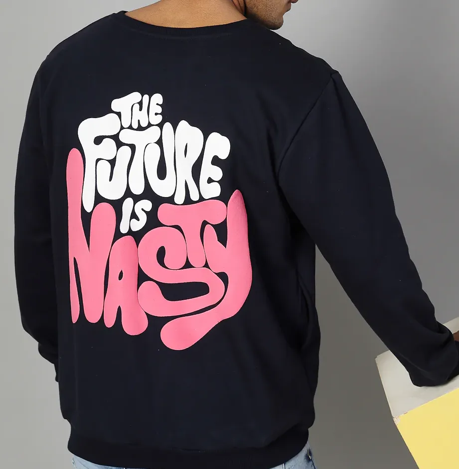 Relaxed Fit Typography Navy Sweatshirt