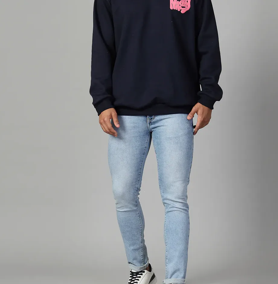 Relaxed Fit Typography Navy Sweatshirt
