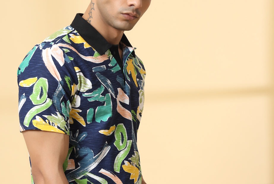 Rigo Men's Printed Polo T-shirt