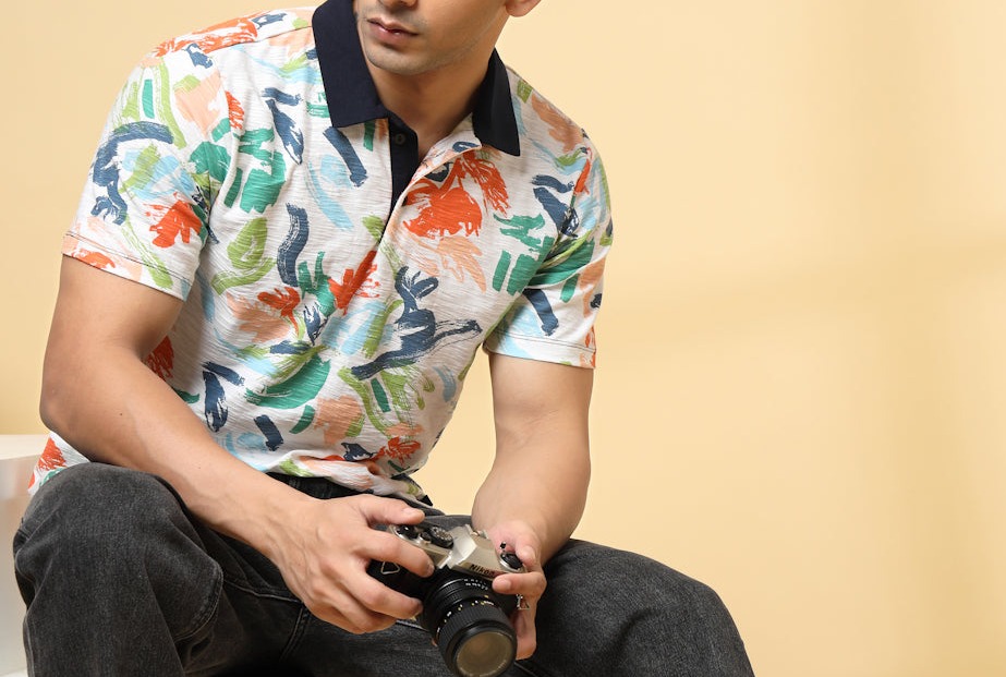 Rigo Men's Printed Polo T-shirt