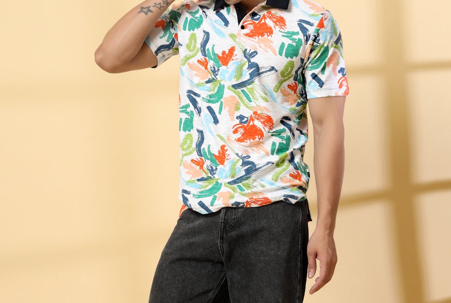 Rigo Men's Printed Polo T-shirt