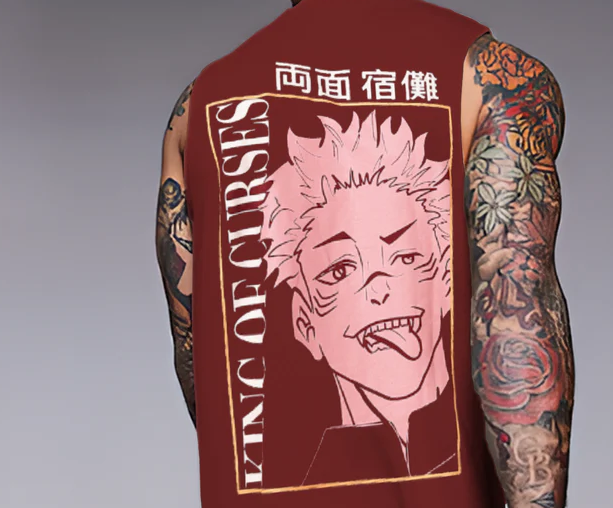 Rigo Men Terry Oversized Printed Maroon Vest T-shirts