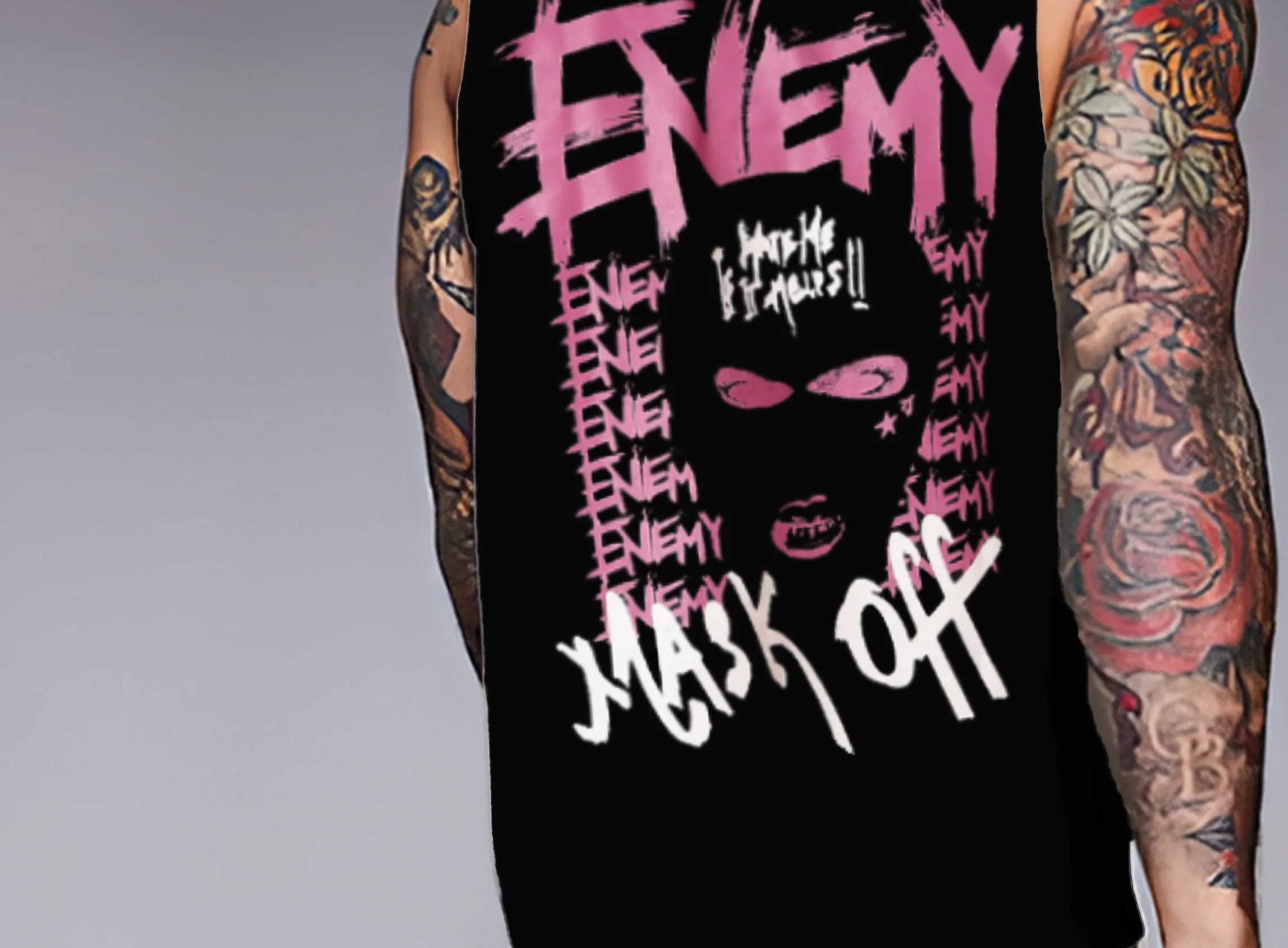 Rigo Men Terry Oversized Printed Navy Vest T-shirts