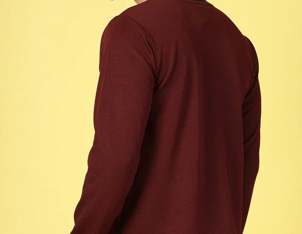 Soft Polyester Waffle Dark Maroon T-Shirt