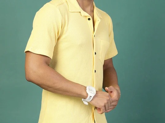 Solid Waffle Knit Cuban Collar Shirt