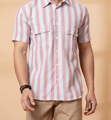 Striped Utility Light Pink Shirt