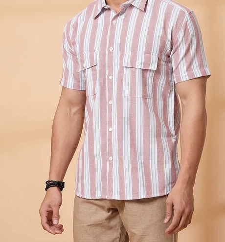 Striped Utility Light Pink Shirt
