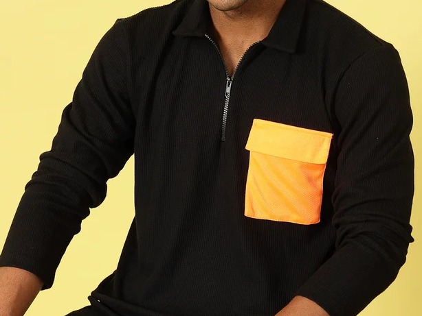 Stylish Oversized High Neck Jet Black T-Shirt