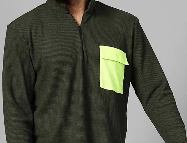Stylish Oversized High Neck Olive Green T-Shirt