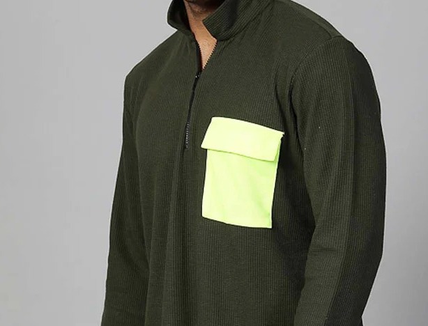 Stylish Oversized High Neck Olive Green T-Shirt