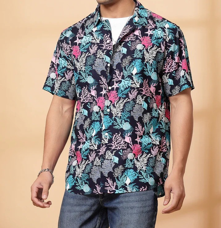 Summer Ready Cuban Black Shirt
