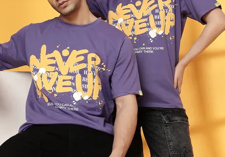 Trendy Back Print Light Purple T-Shirt