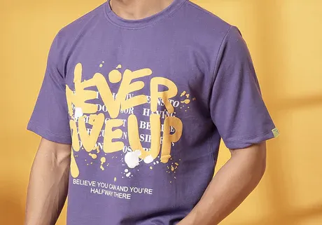 Trendy Back Print Light Purple T-Shirt