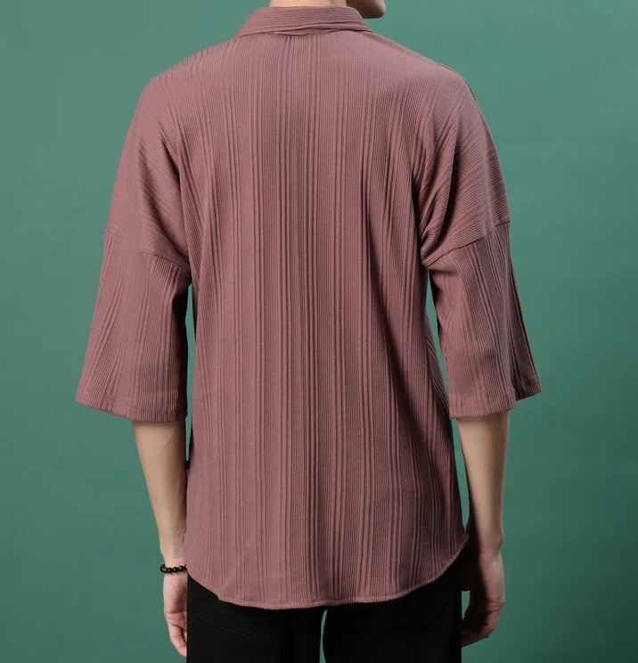 Trendy Fashion In Oversized Rib Mauve Shirts