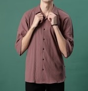 Trendy Fashion In Oversized Rib Mauve Shirts