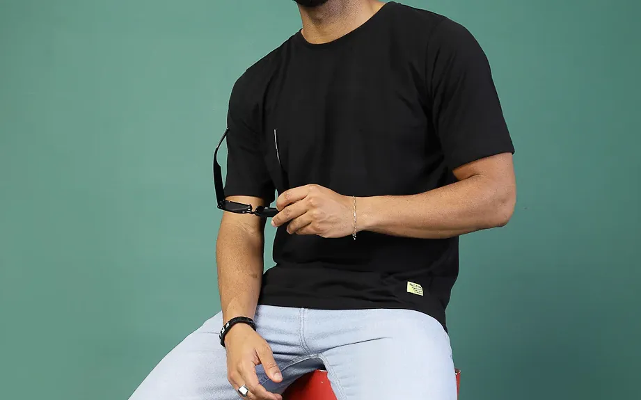 Trendy Oversized Jet Black T-Shirt