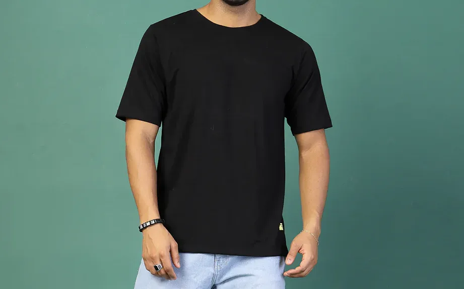 Trendy Oversized Jet Black T-Shirt