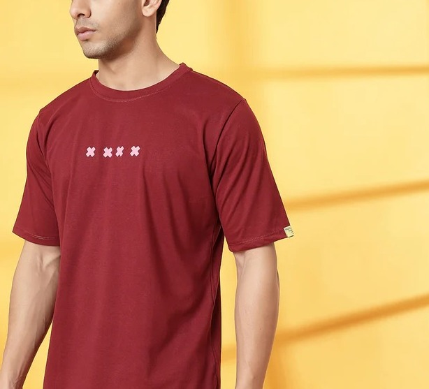 Trendy Oversized Maroon T-Shirt