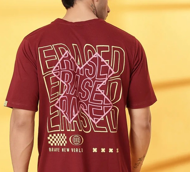 Trendy Oversized Maroon T-Shirt