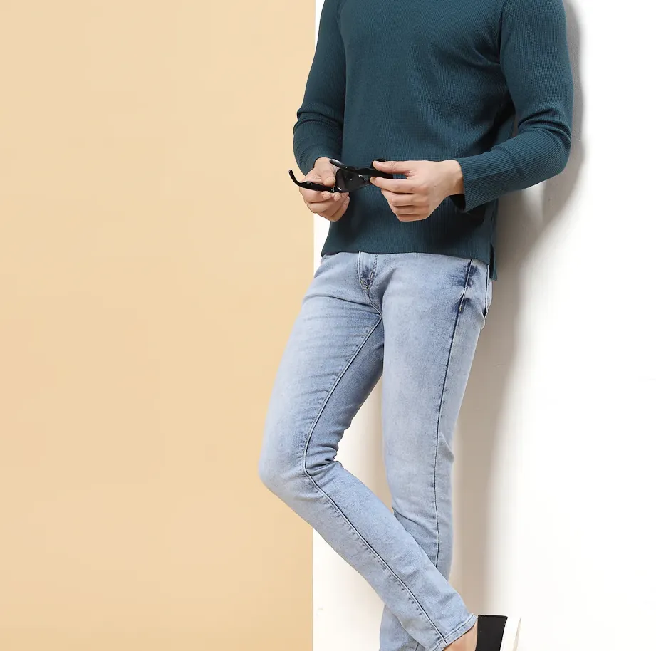 Turtleneck Waffle Teal Tee