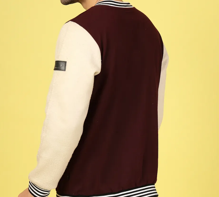 V-Neck Colorblock Wine Sweatshirt