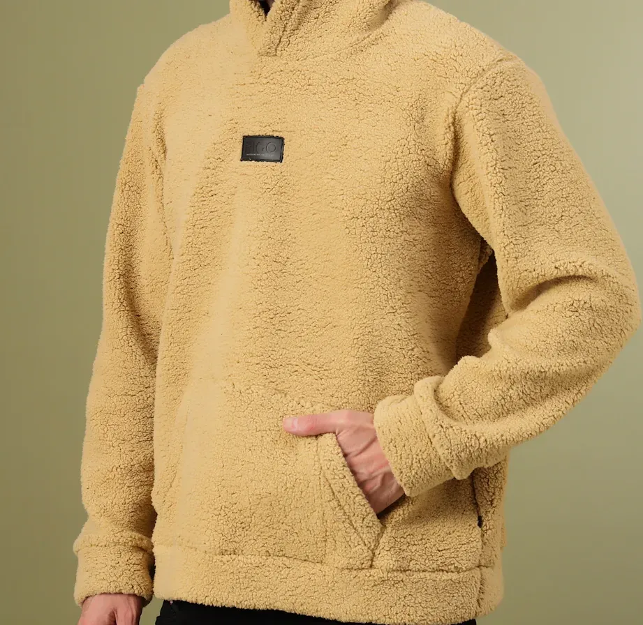 Warm Hooded Sherpa Cream Sweatshirt
