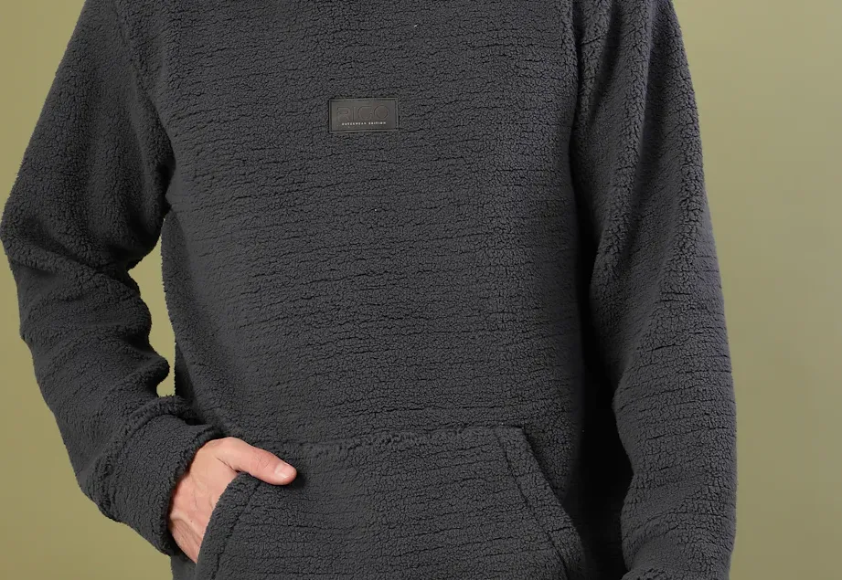 Warm Hooded Sherpa Grey Sweatshirt