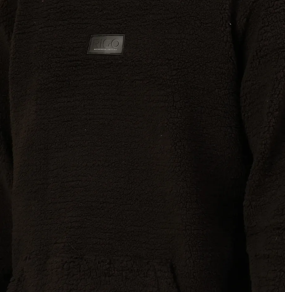 Warm Hooded Sherpa Jet Black Sweatshirt